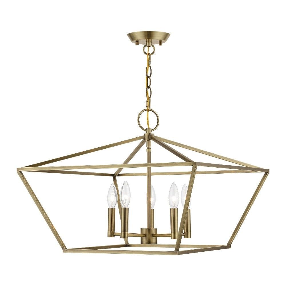 Casual Vibe Mini 5-Light Chandelier in Antique Brass