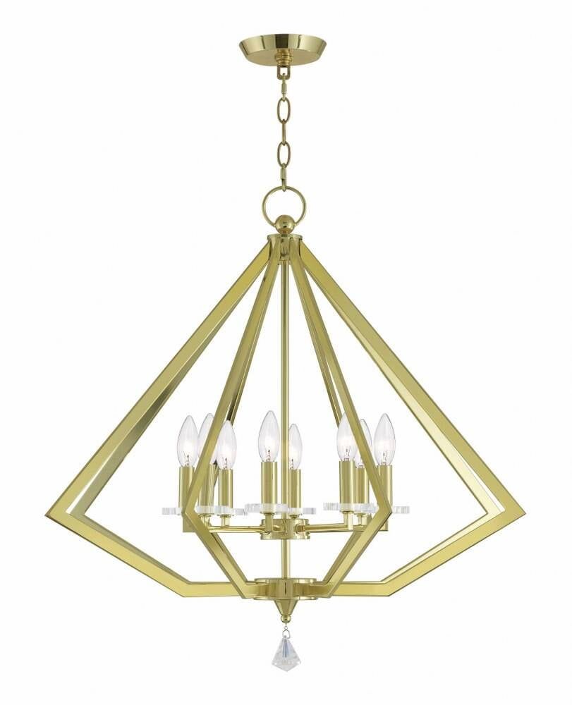 Elegant Polished Brass 8-Light Chandelier with Clear Crystal Accents