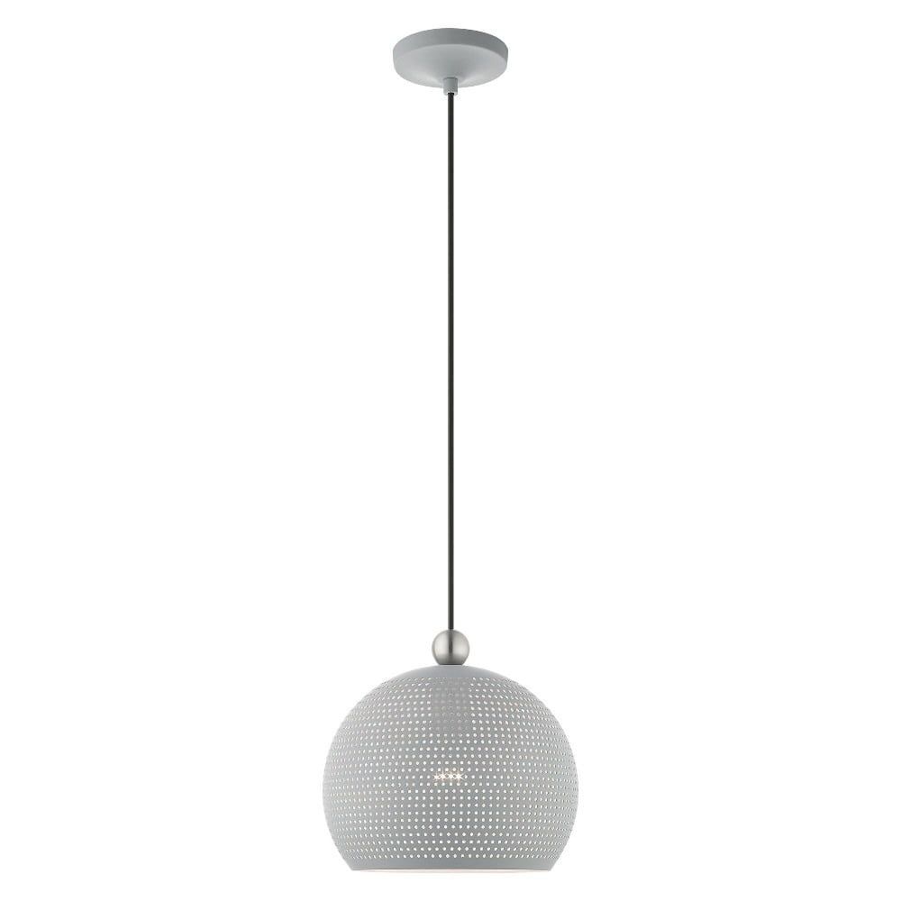 Nordic Gray Globe Pendant with Brushed Nickel Accents