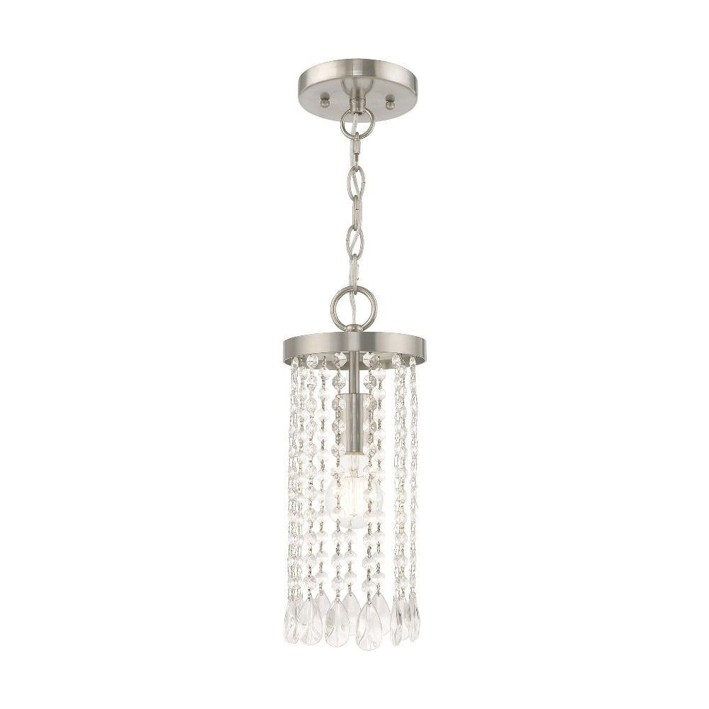 Elizabeth Brushed Nickel Mini Pendant with Clear Crystal Frills