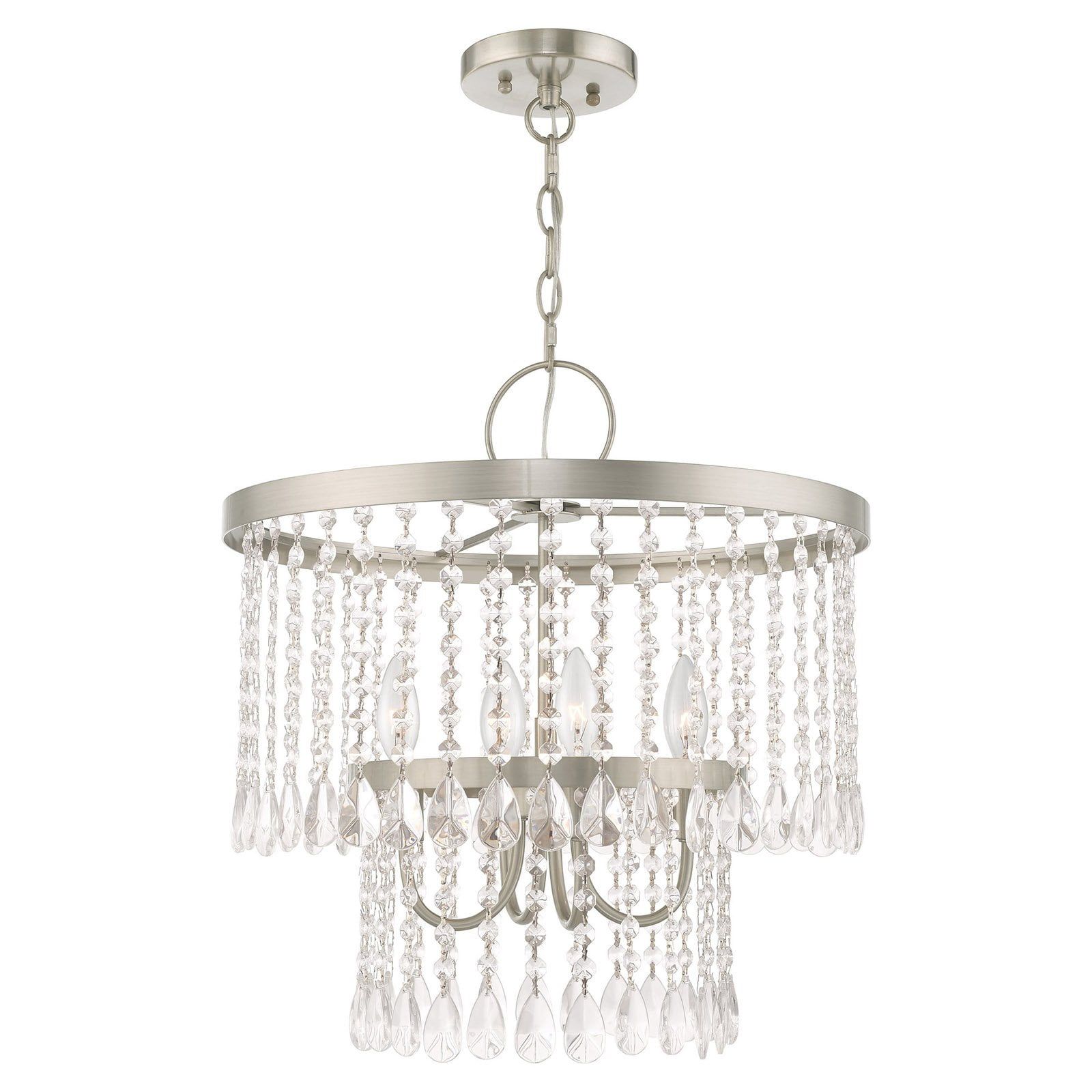 Elizabeth Brushed Nickel 4-Light Crystal Pendant Chandelier