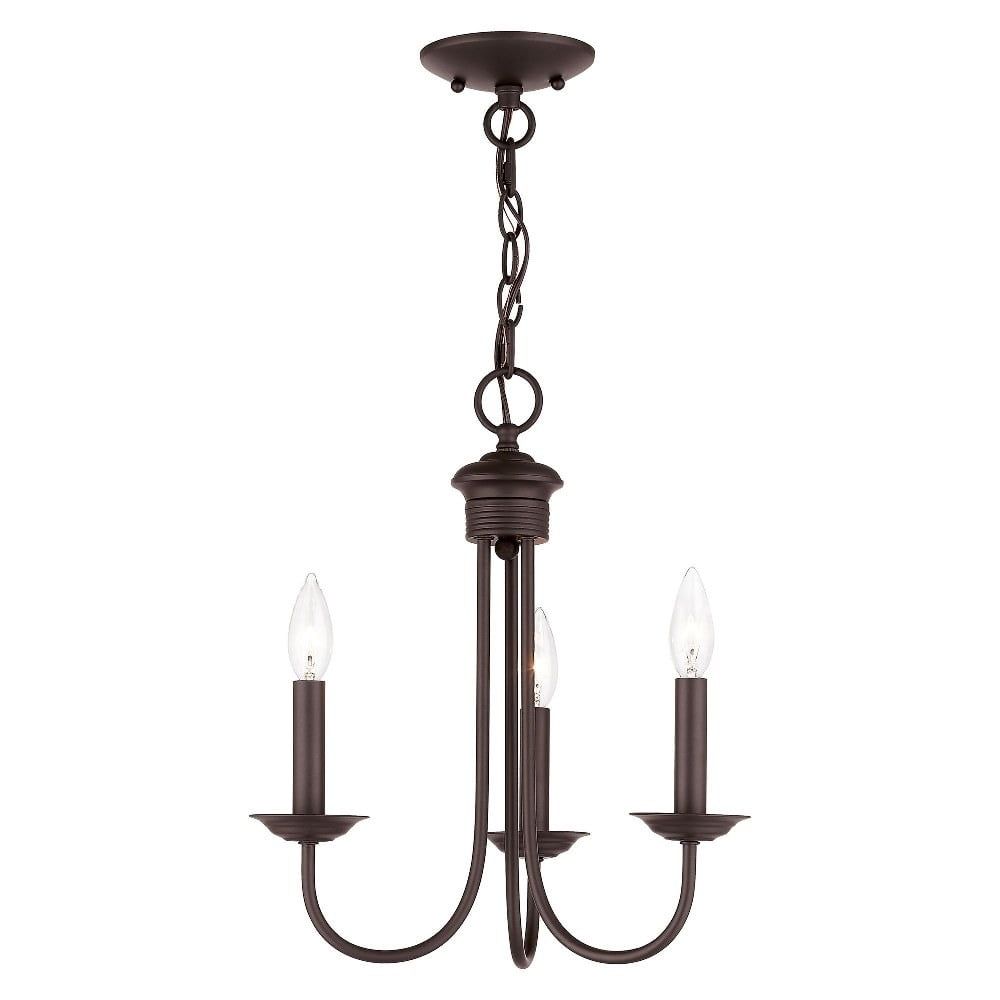 Estate Bronze Mini 3-Light Candelabra Chandelier