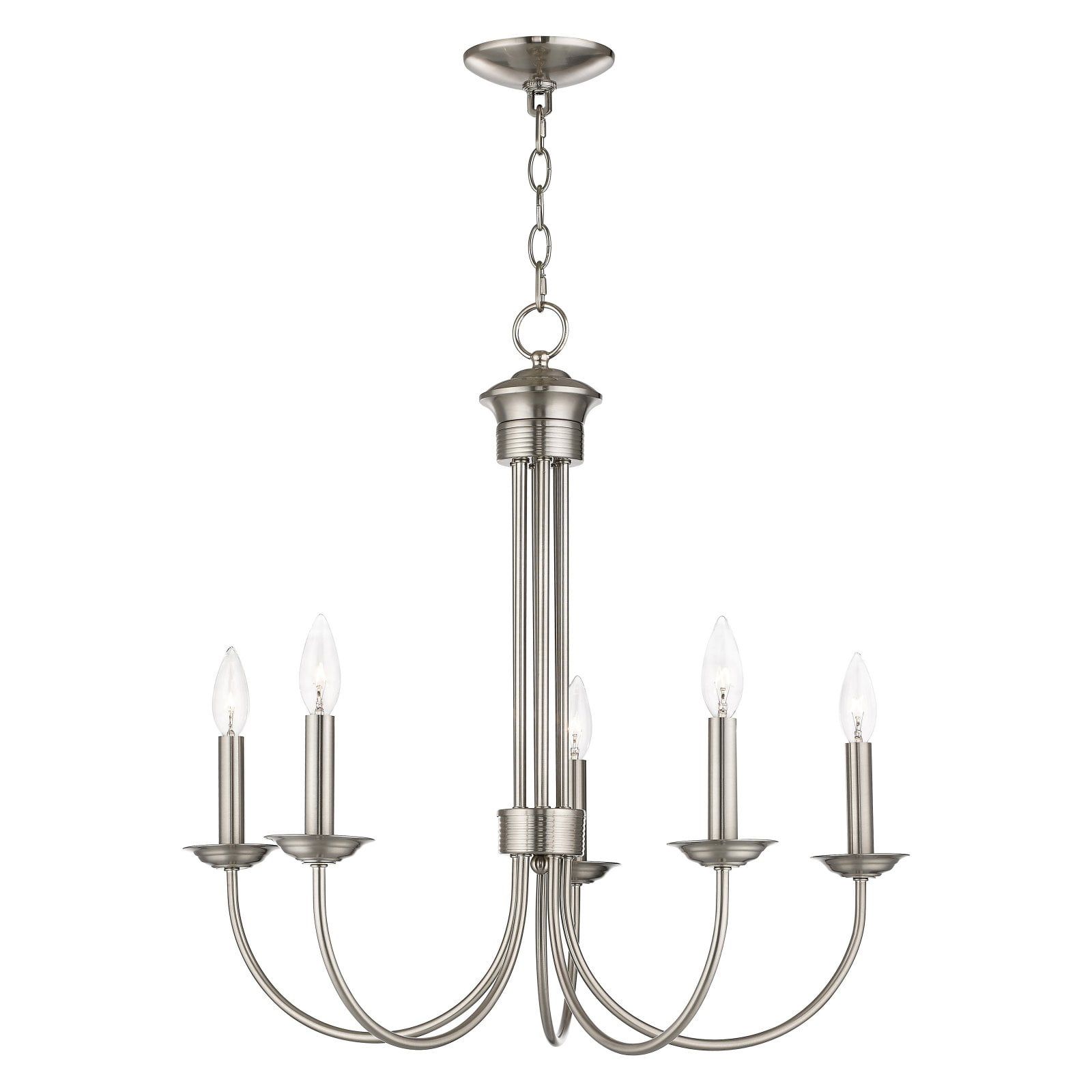 Estate Elegance 5-Light Brushed Nickel Chandelier with Candelabra Bulbs