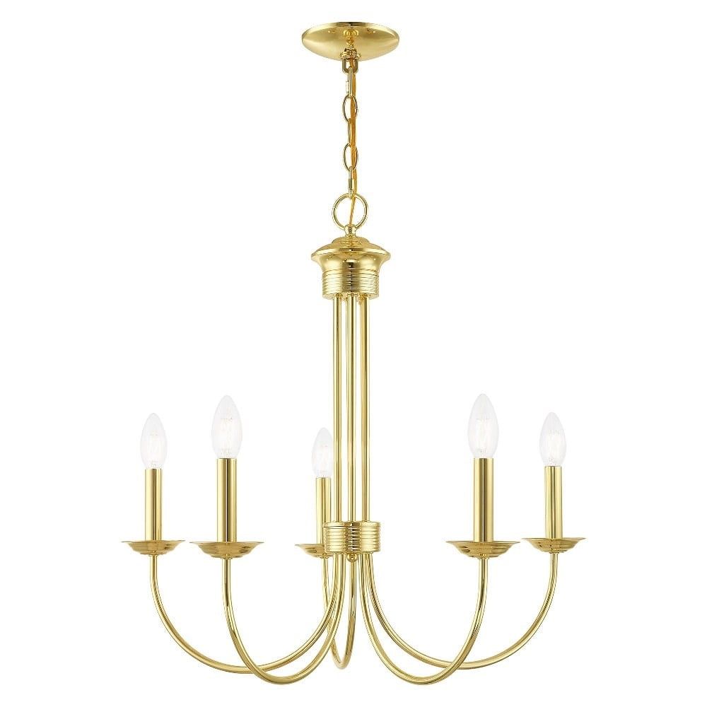 Elegant Polished Brass 5-Light Traditional Chandelier