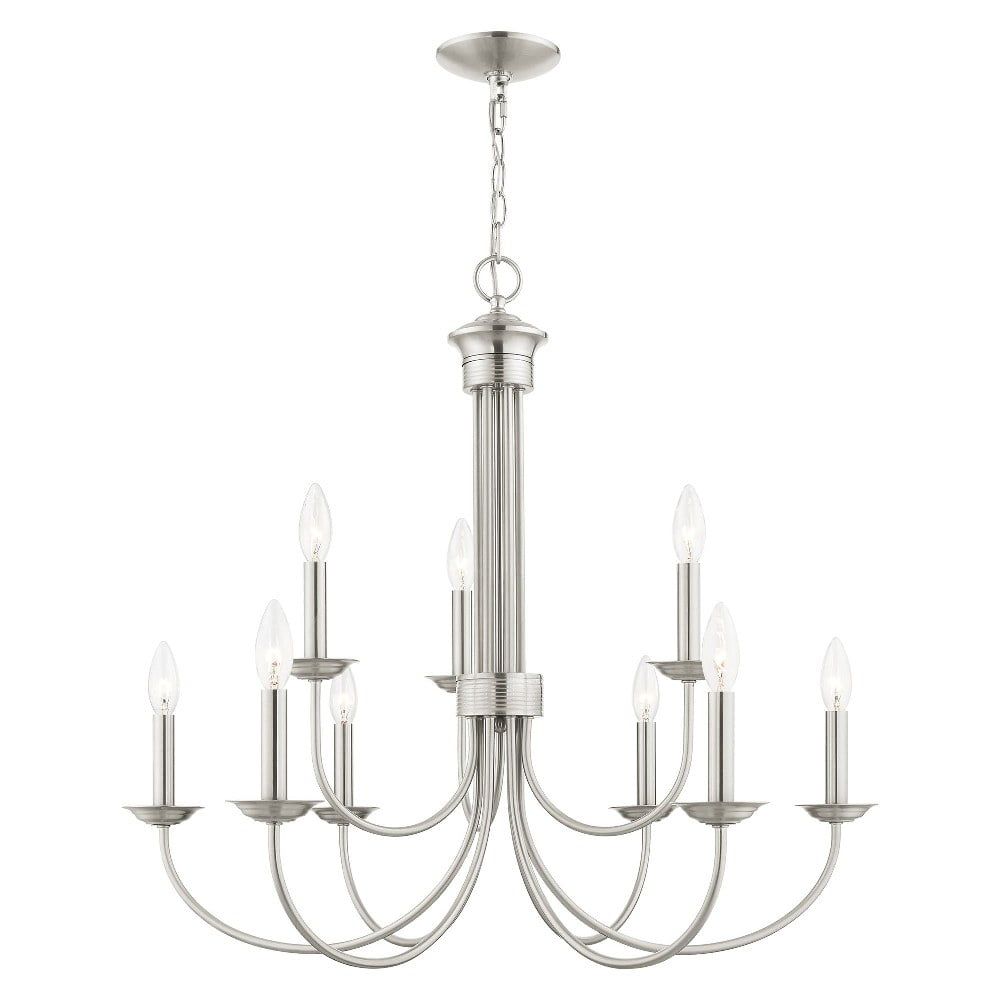 Elegant Brushed Nickel & Crystal 9-Light Traditional Chandelier