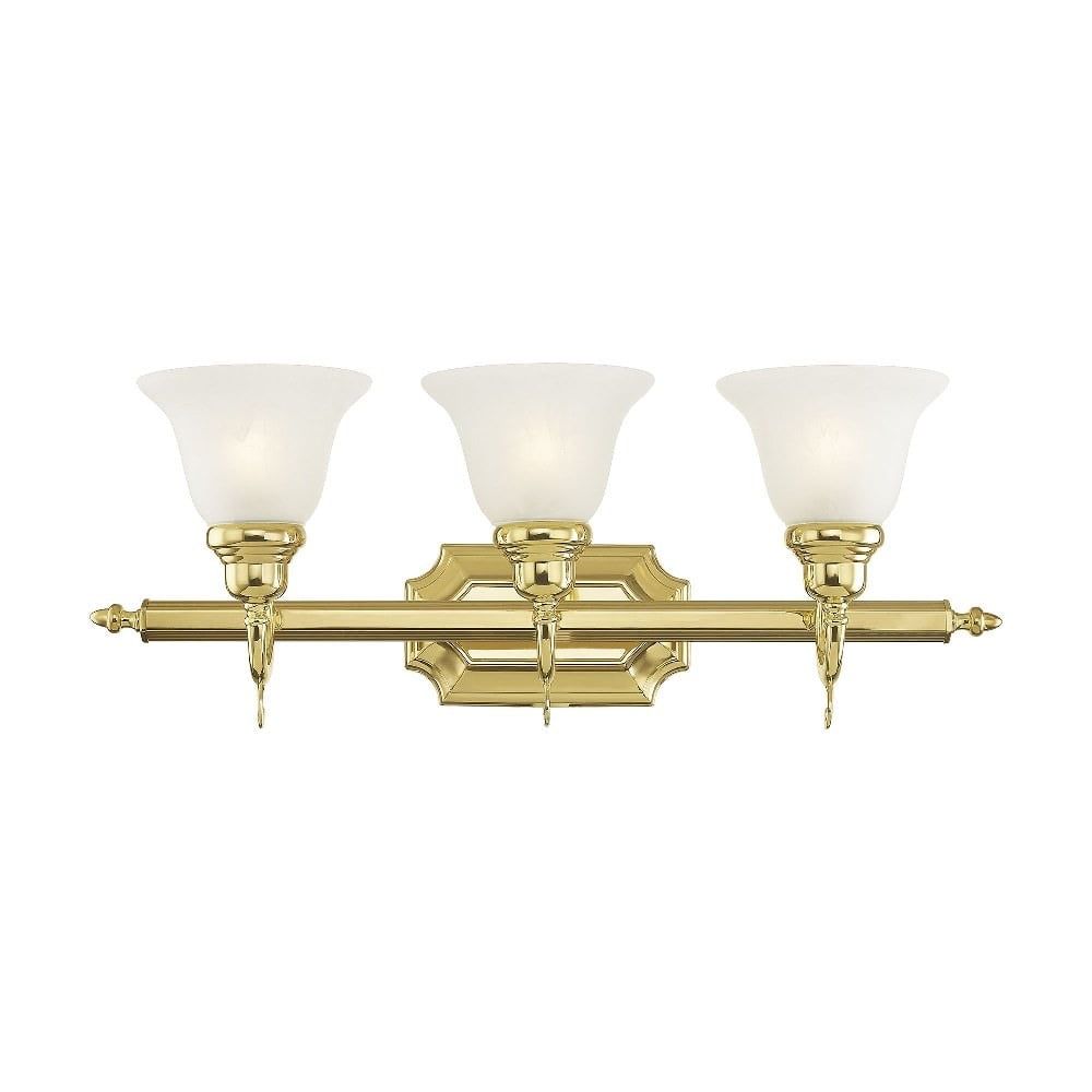 Polished Brass 3-Light Vanity with Alabaster Glass Shades