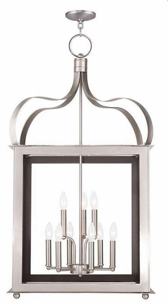 Garfield Traditional 9-Light Brushed Nickel Square Lantern