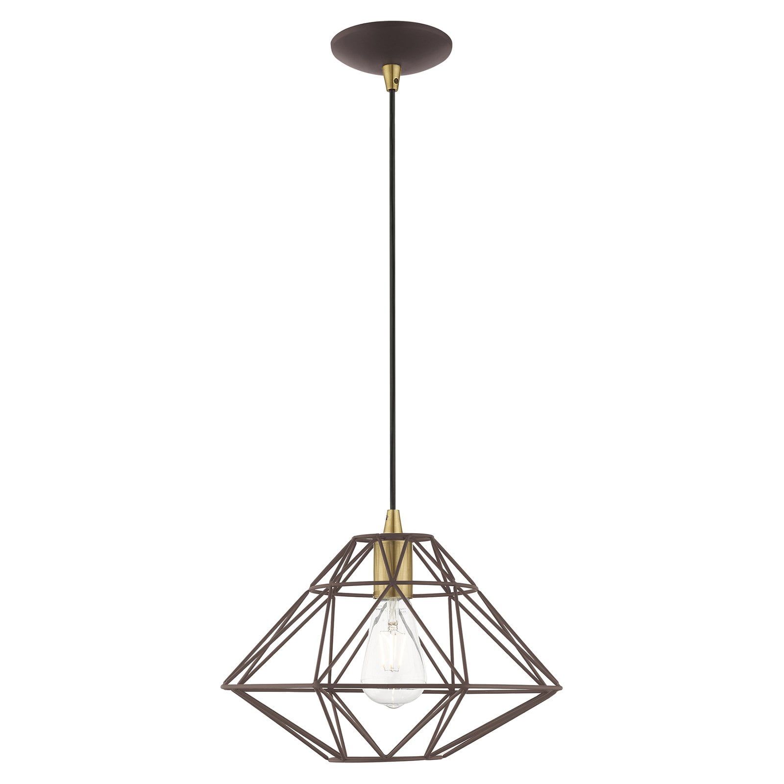 Bronze Geometric Mini Pendant Light for Indoor/Outdoor Use