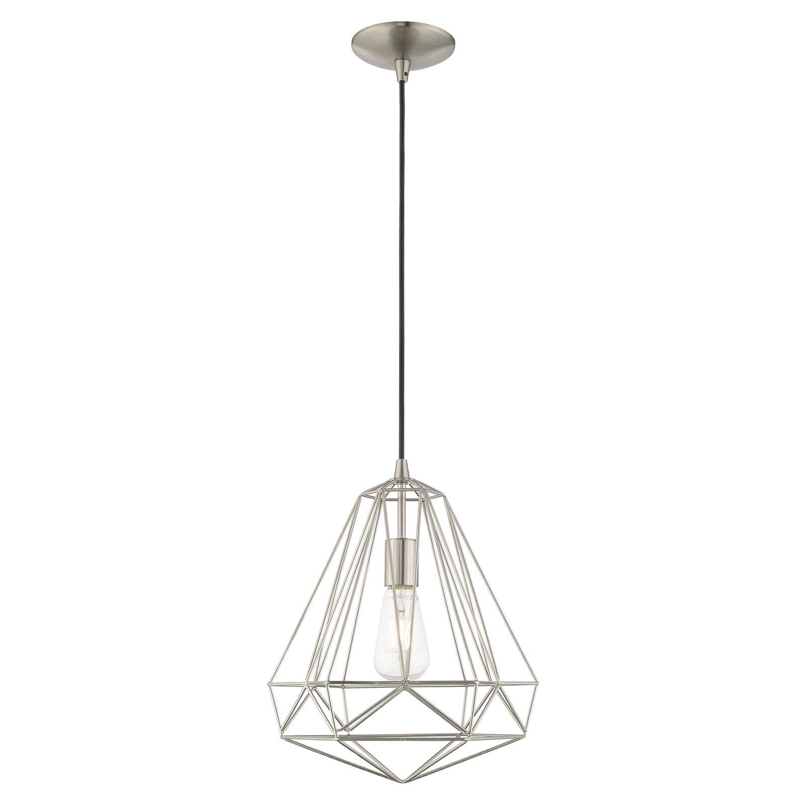 Contemporary Brushed Nickel Mini Pendant with Geometric Shade