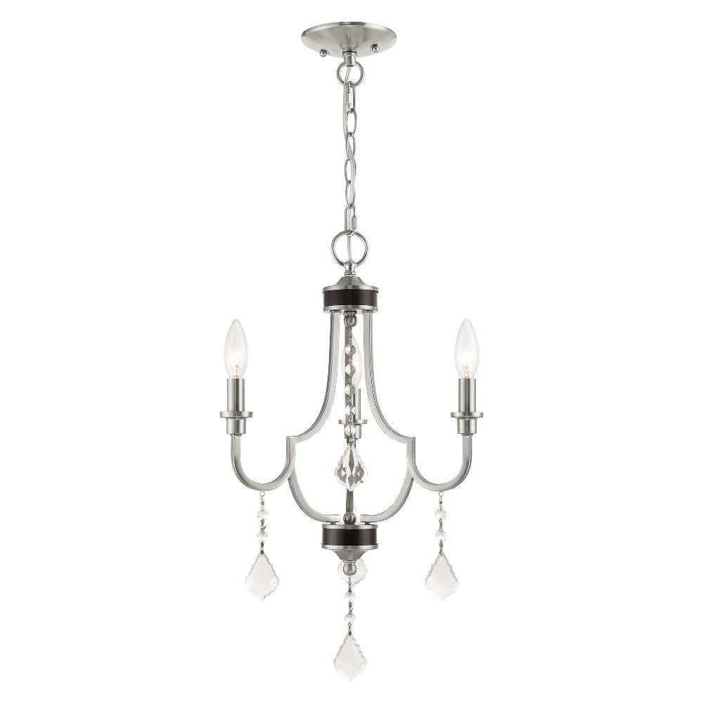 Elegant Brushed Nickel 3-Light Mini Chandelier with Clear Crystals