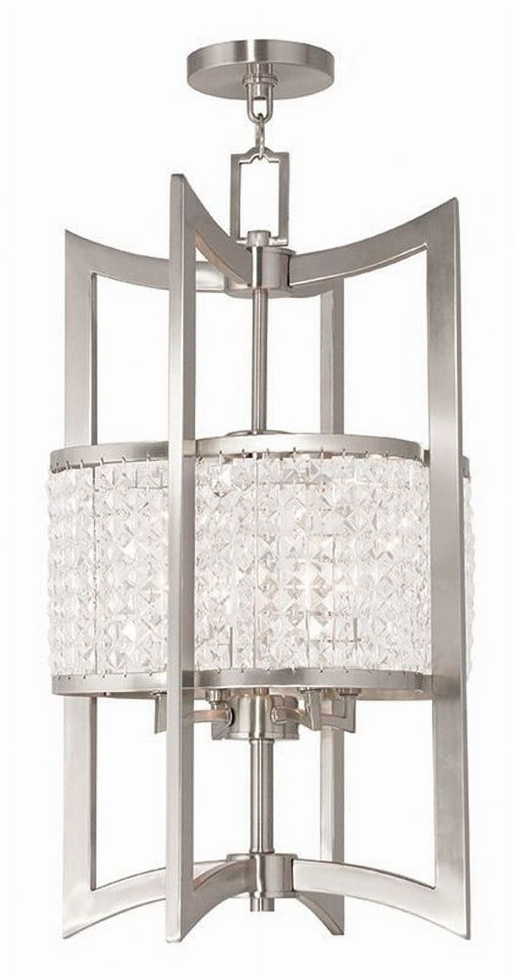 Glamorous Grammercy 14" Brushed Nickel Crystal Drum Lantern