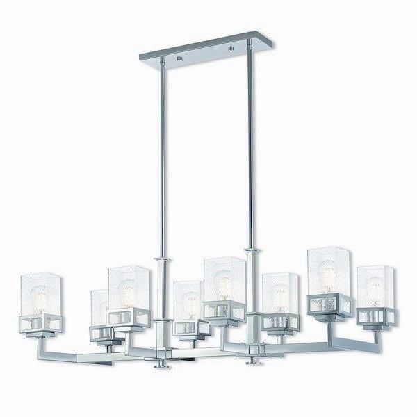 Harding Polished Chrome 8-Light Linear Chandelier with Clear Seeded Glass