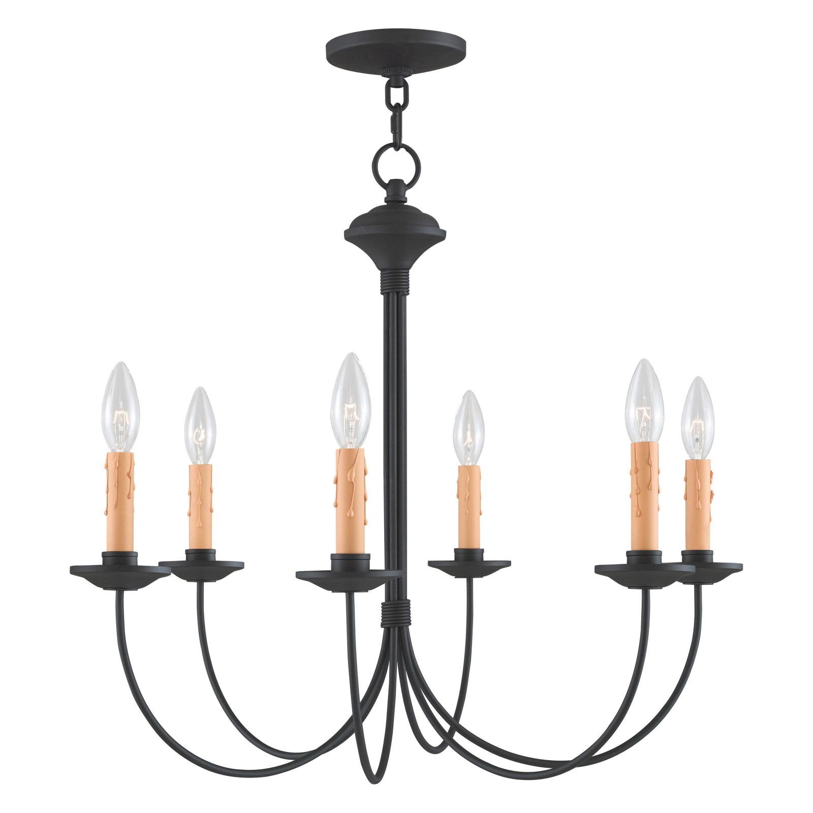 Heritage Black Steel 6-Light Candelabra Chandelier