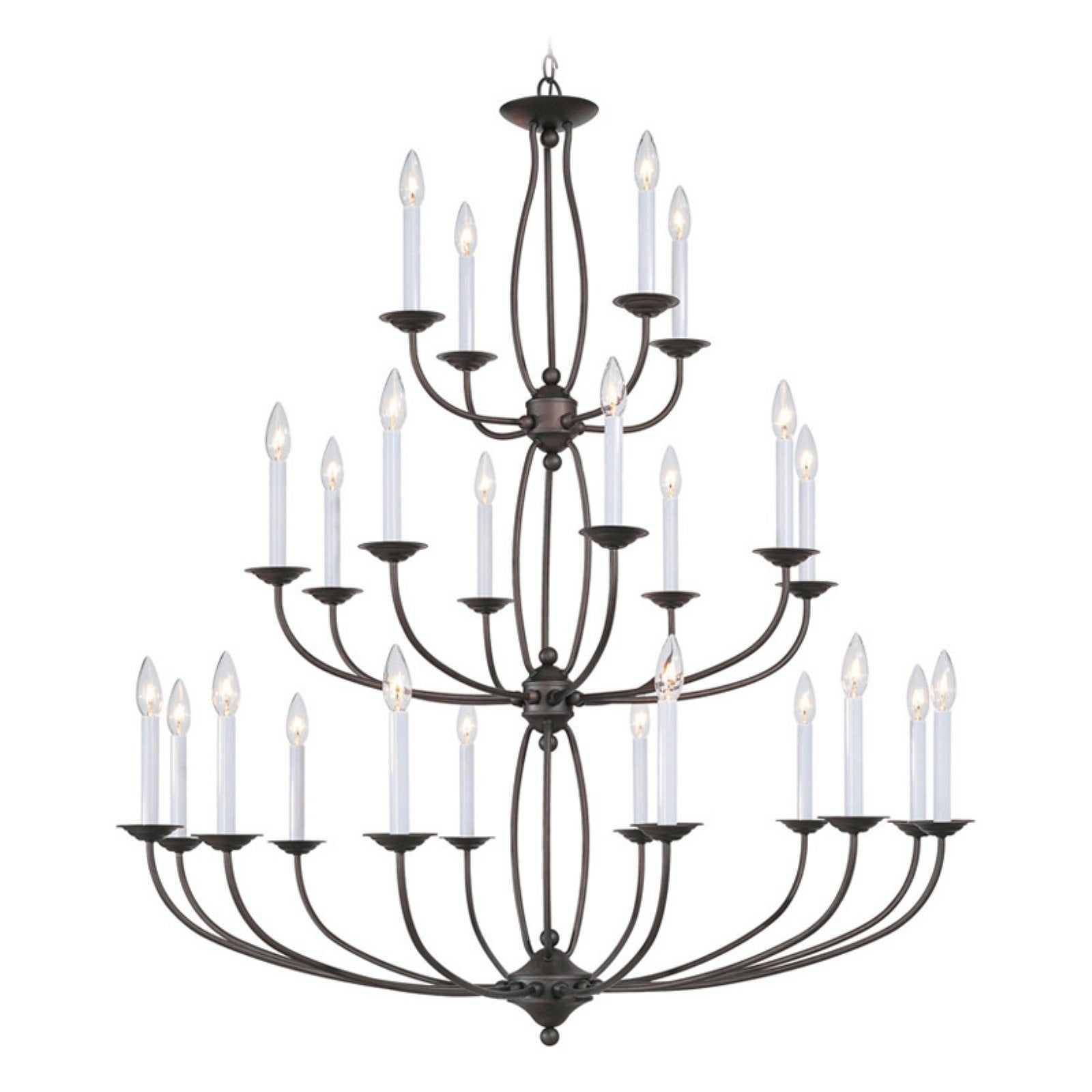 Bronze 24-Light Traditional Steel Candle Chandelier