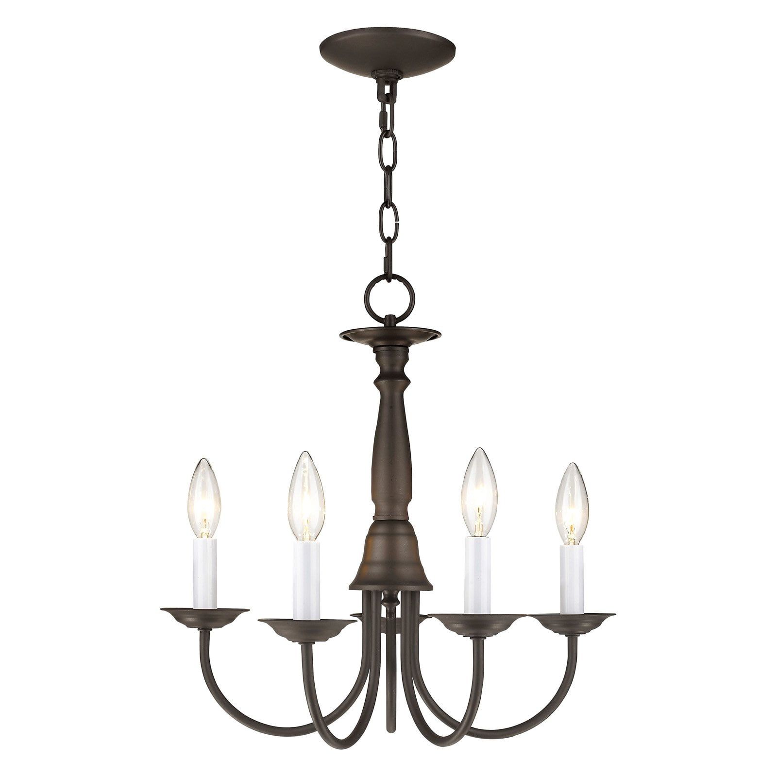 Elegant Bronze 5-Light Chandelier with Steel Finish and Chain Hang