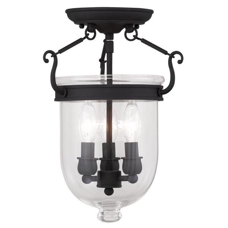 Jefferson 10" Black Clear Glass 3-Light Jar Flush Mount