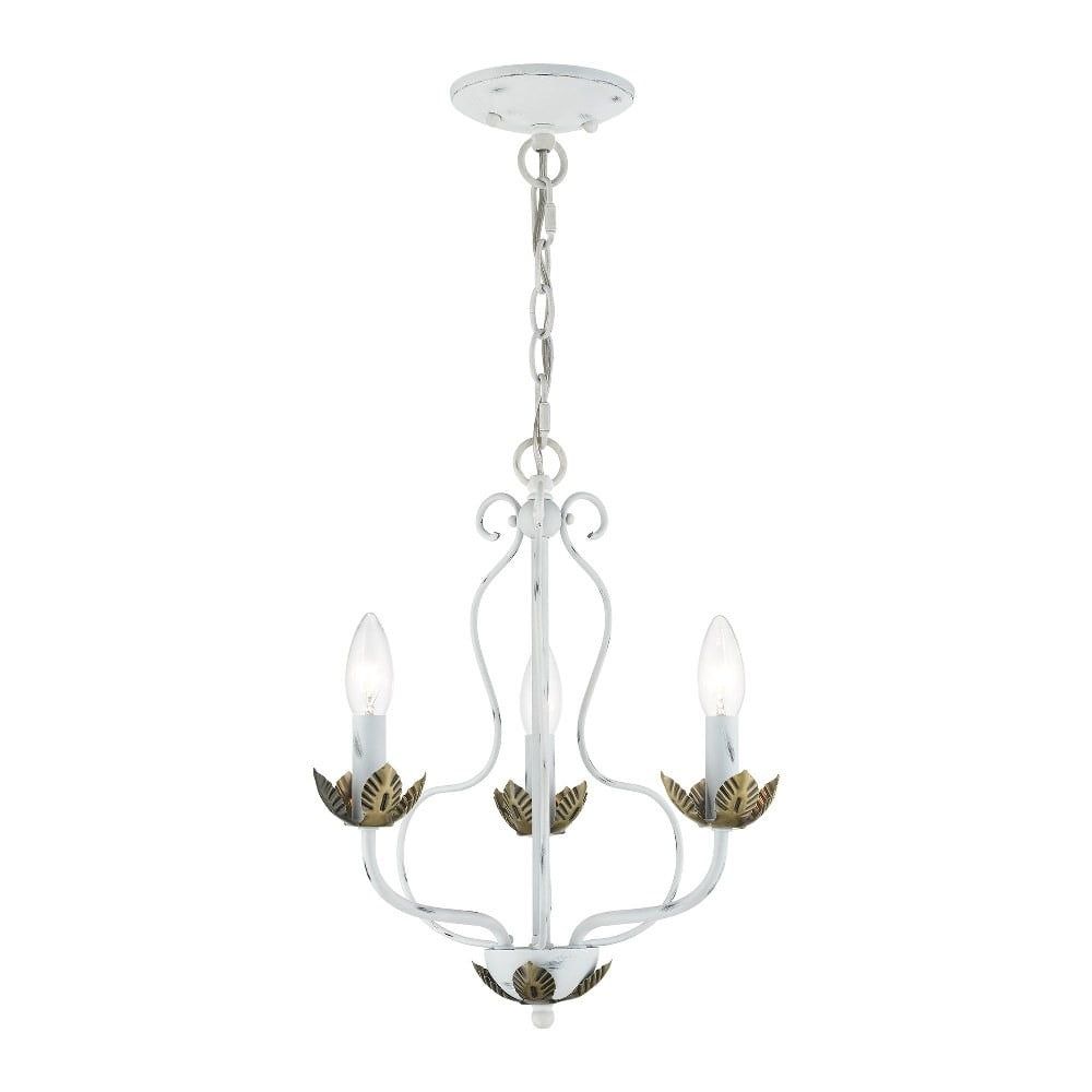 Elegant Mini Crystal 3-Light Chandelier in Antique White