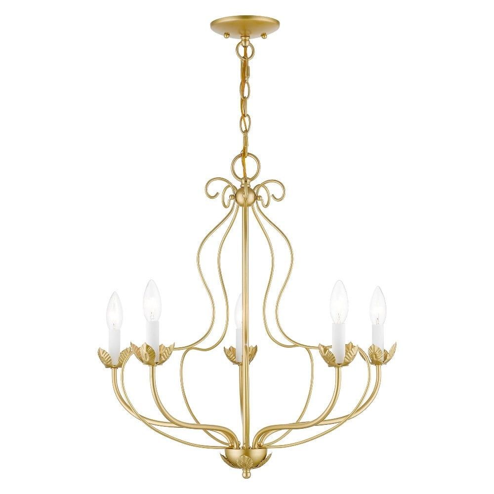 Soft Gold Mini Brass 5-Light Candle Chandelier