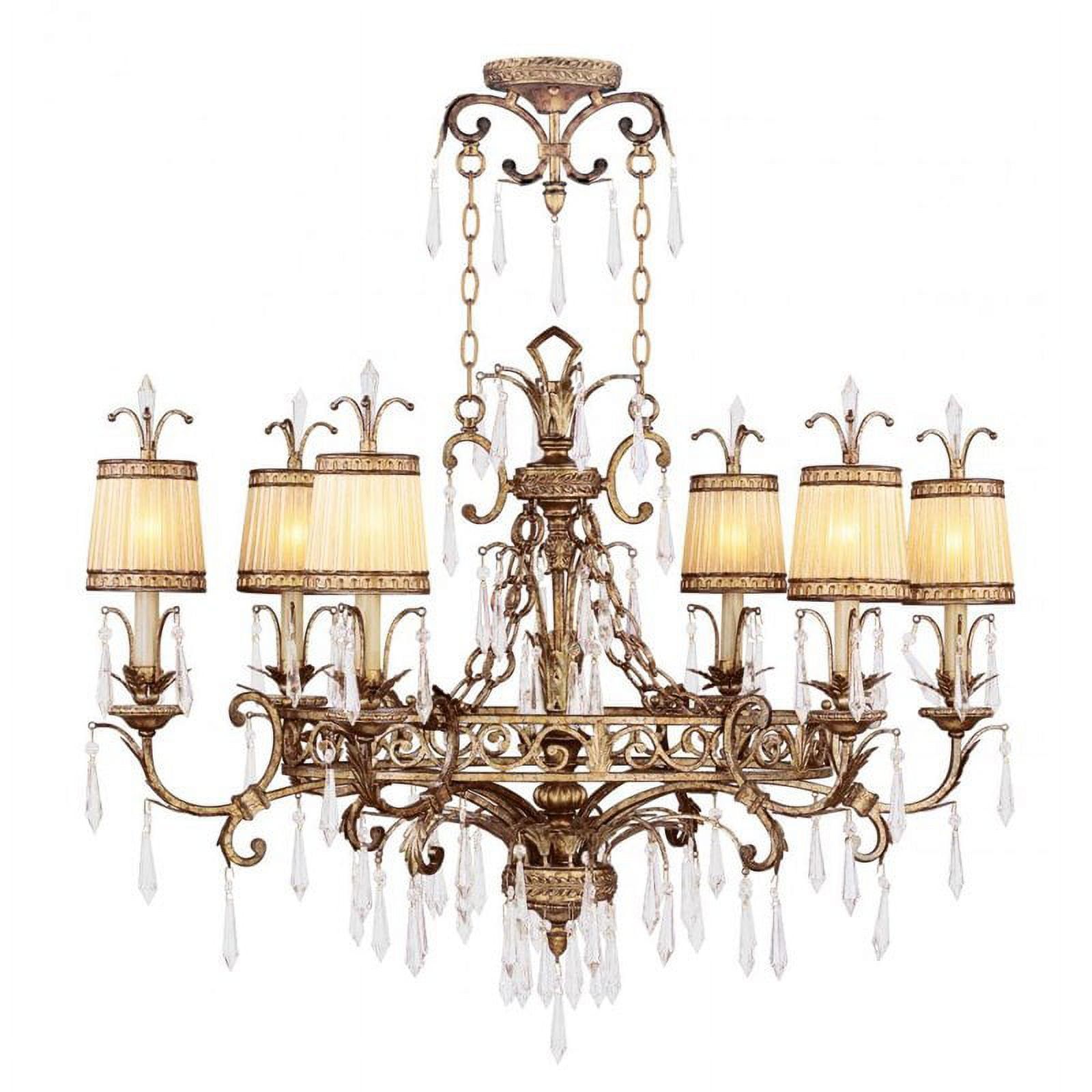 Elegant Vintage Gold Leaf Crystal Chandelier with Handcrafted Shades