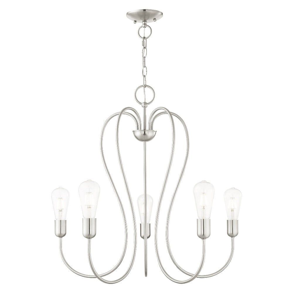 Brushed Nickel and Crystal 5-Light Candle Chandelier