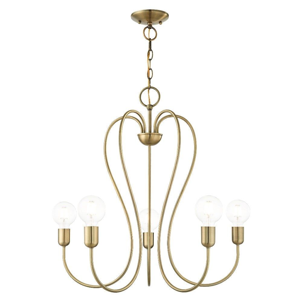 Antique Brass Crystal Elegance 5-Light Chandelier