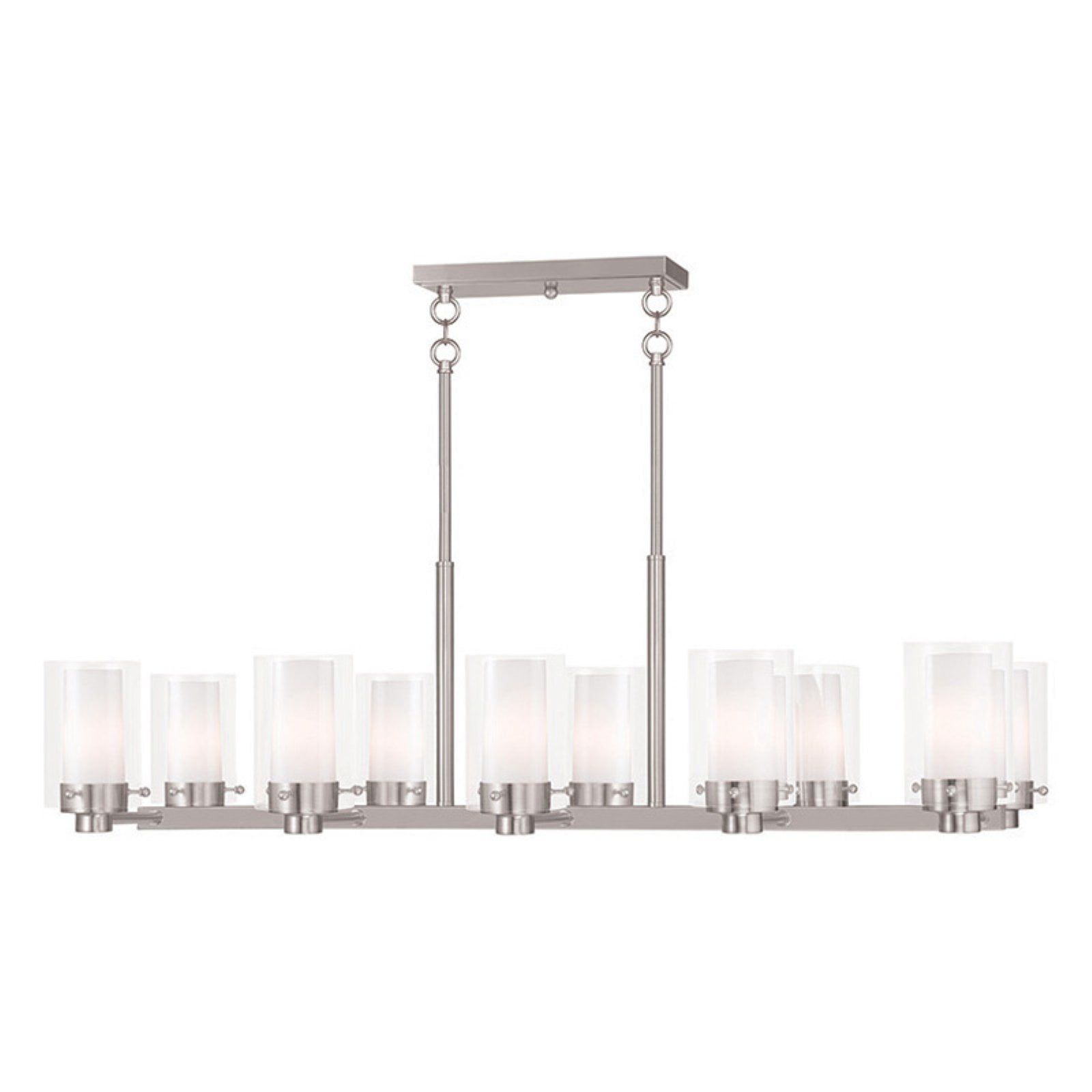 Manhattan Brushed Nickel 10-Light Chandelier with Clear Glass Shades