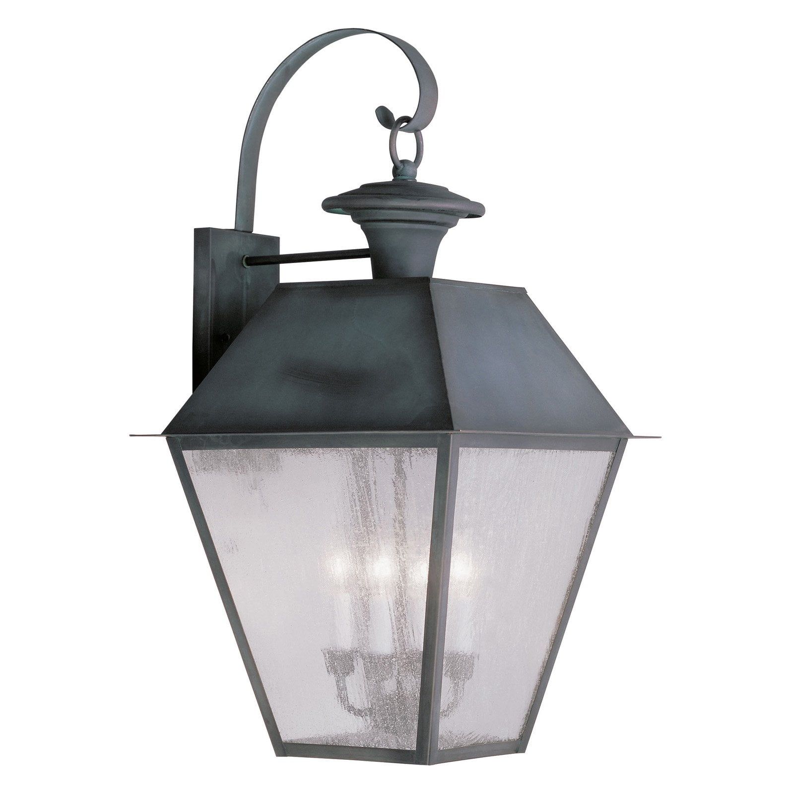 Charcoal Bronze 4-Light Outdoor Lantern with Seeded Glass