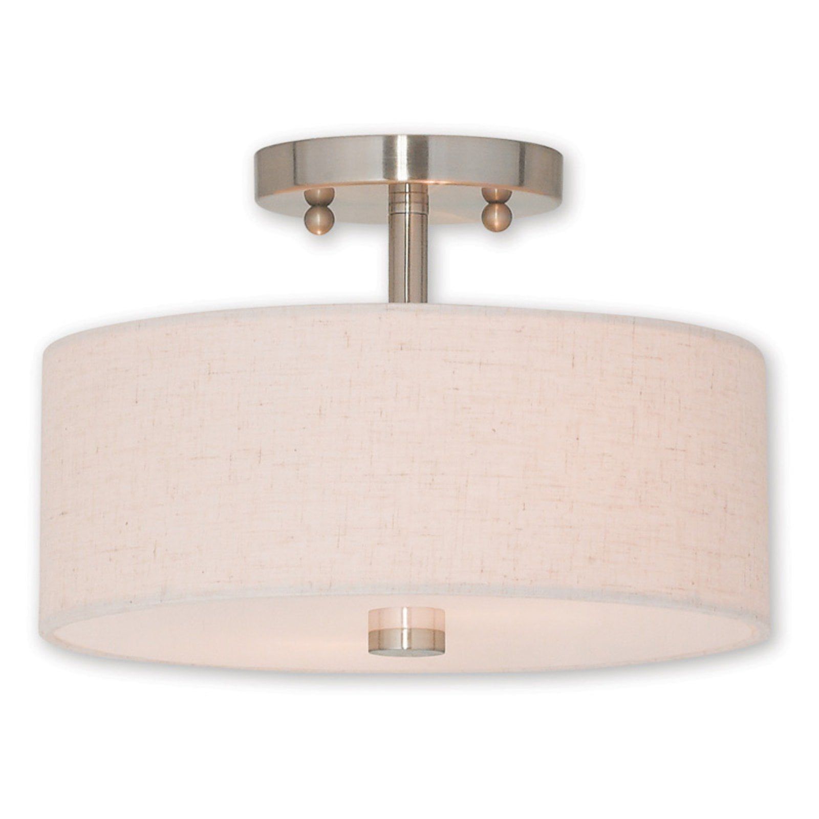 Meridian Brushed Nickel Semi-Flush Mount with Drum Shade