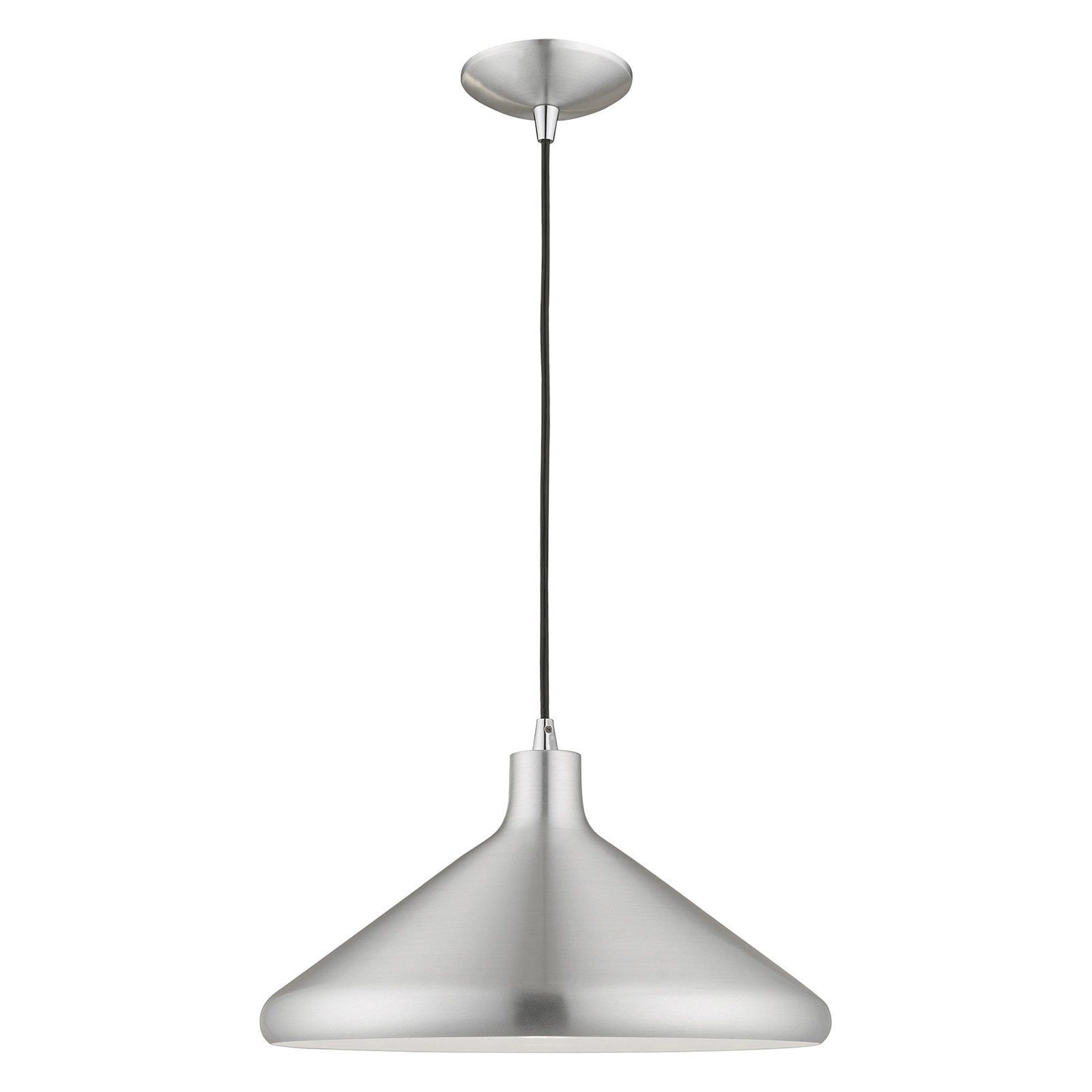 Mini Brushed Aluminum Cone Pendant with White Interior