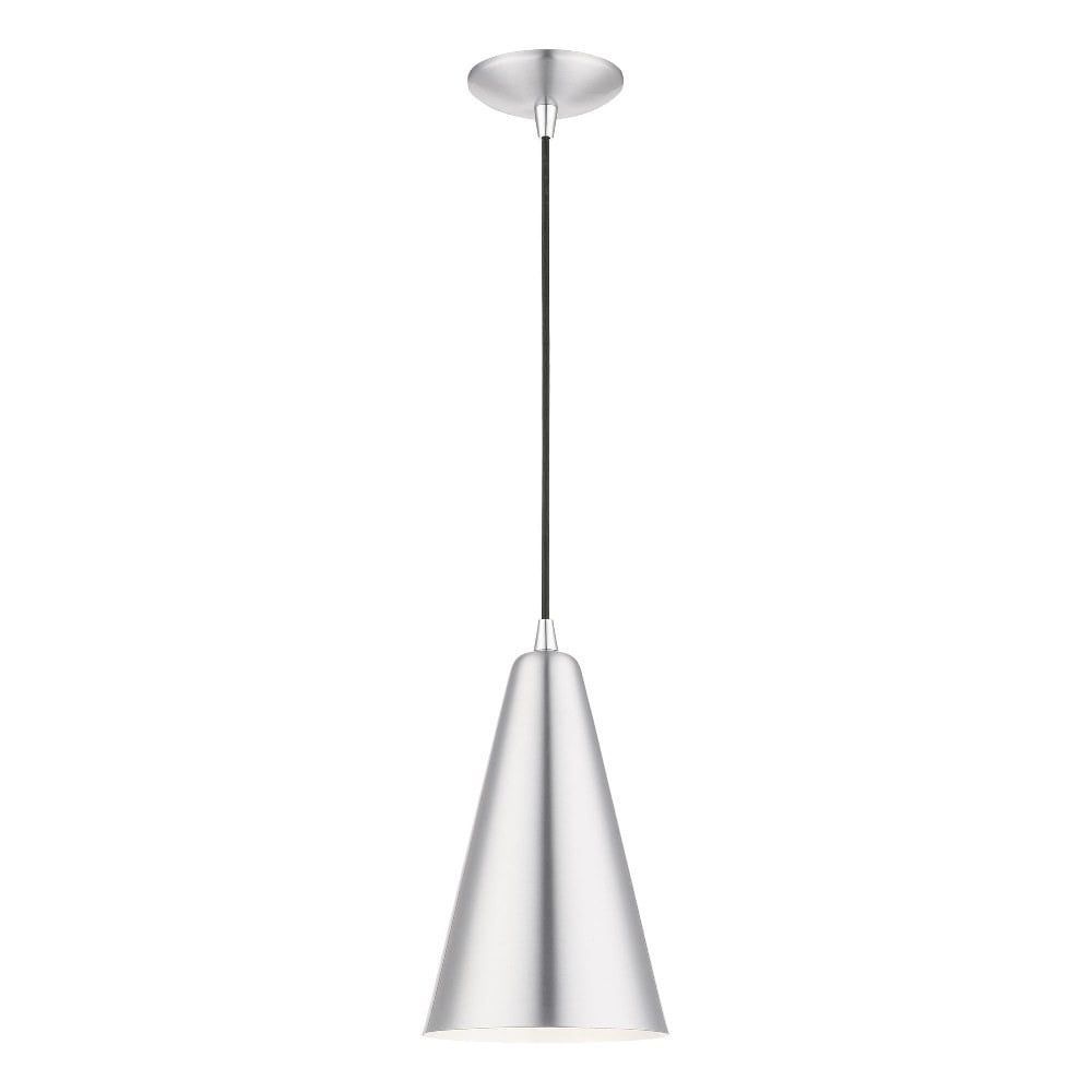 Dulce Contemporary Mini Pendant in Brushed Aluminum with White Interior