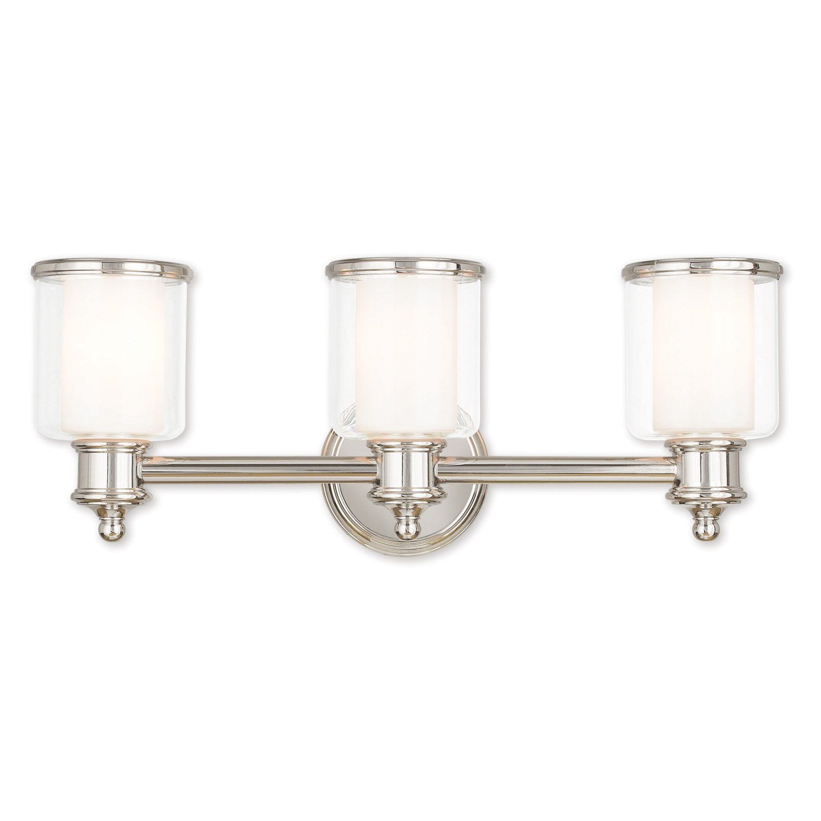 Polished Nickel 3-Light Vanity Light with Handcrafted Glass