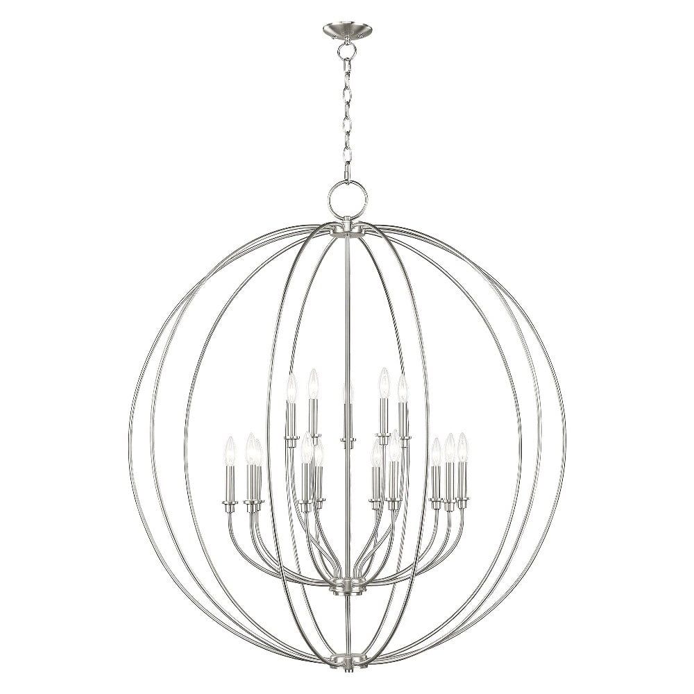 Elegant Brushed Nickel 15-Light Candelabra Chandelier