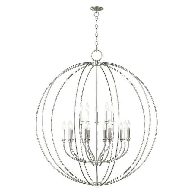 Elegant Brushed Nickel 15-Light Candelabra Chandelier
