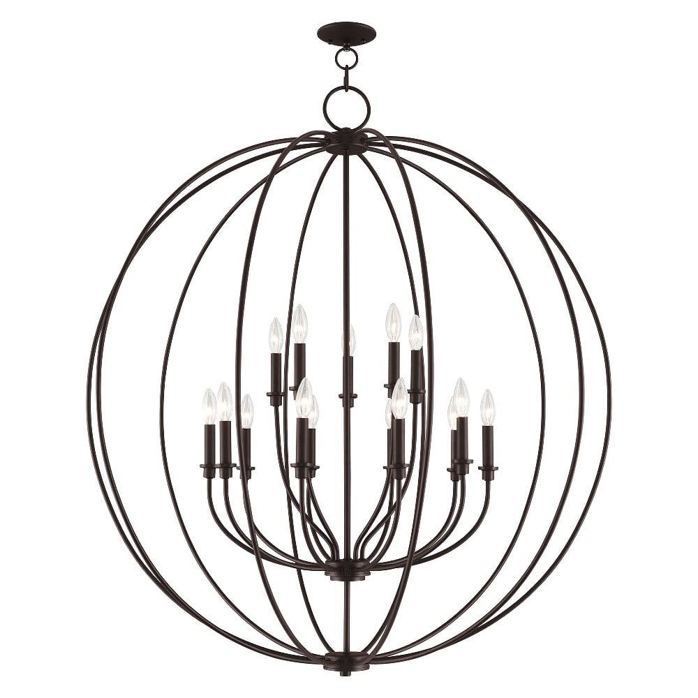 Elegant Milania 15-Light Bronze Candelabra Chandelier with 6ft Chain