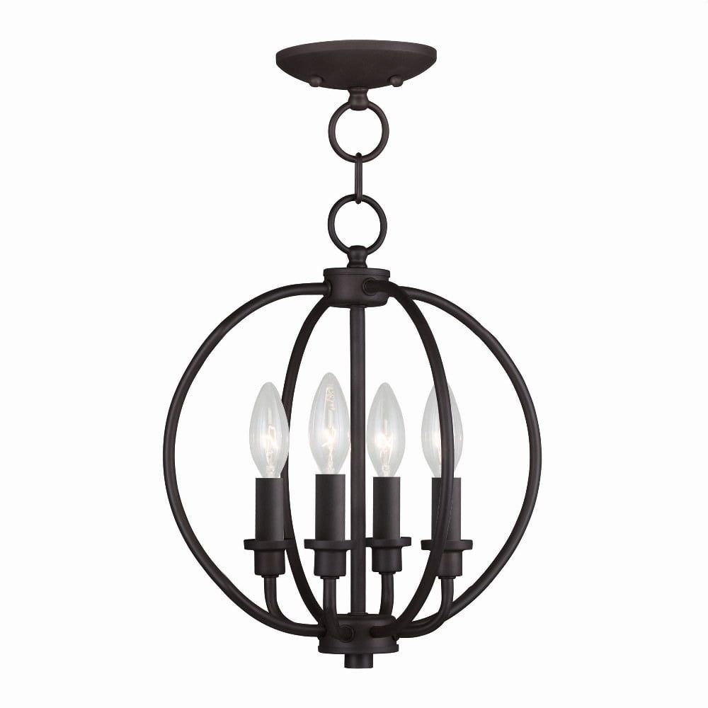 Elegant Bronze Globe 4-Light Indoor/Outdoor Chandelier