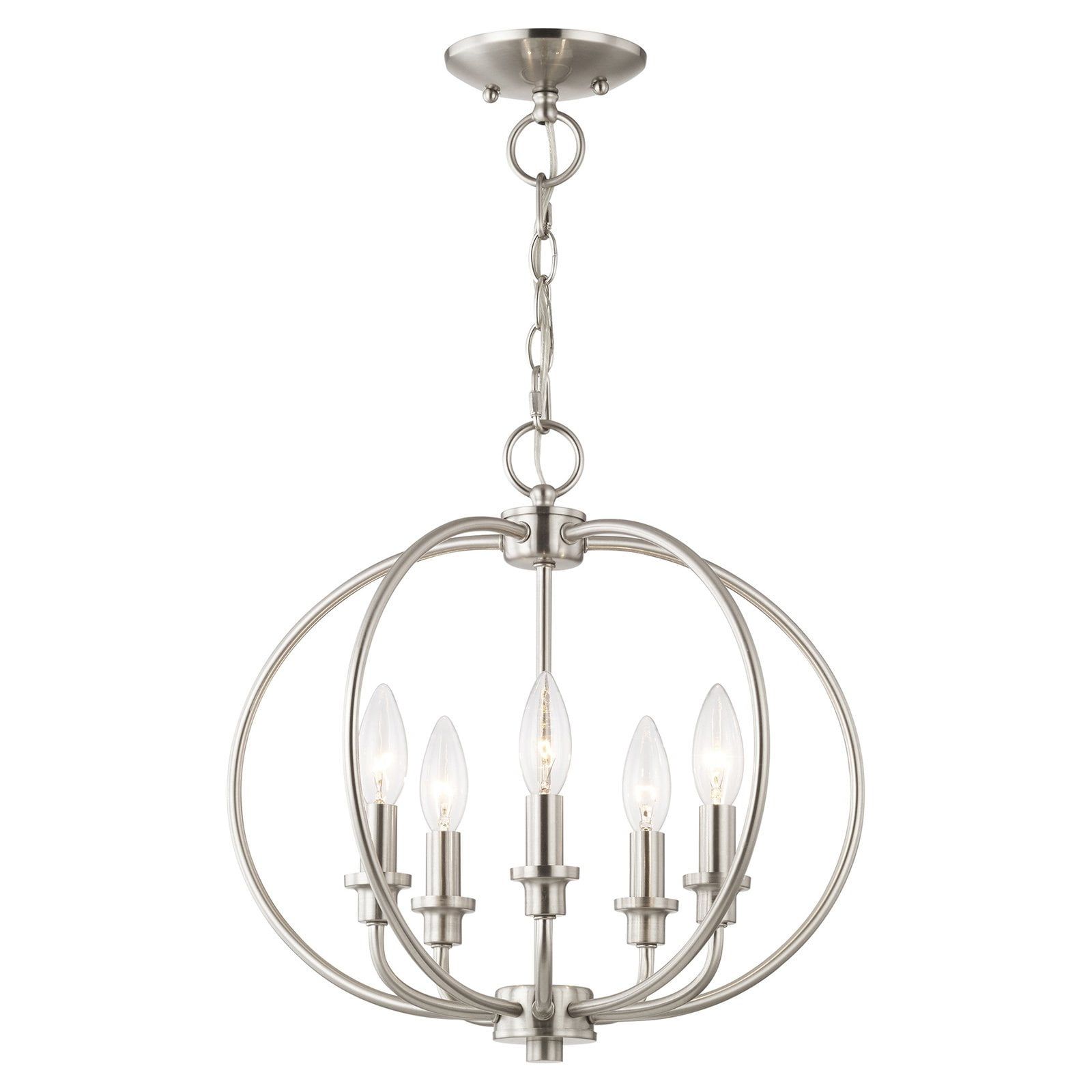 Mini Nickel Round Steel Candle Chandelier Light