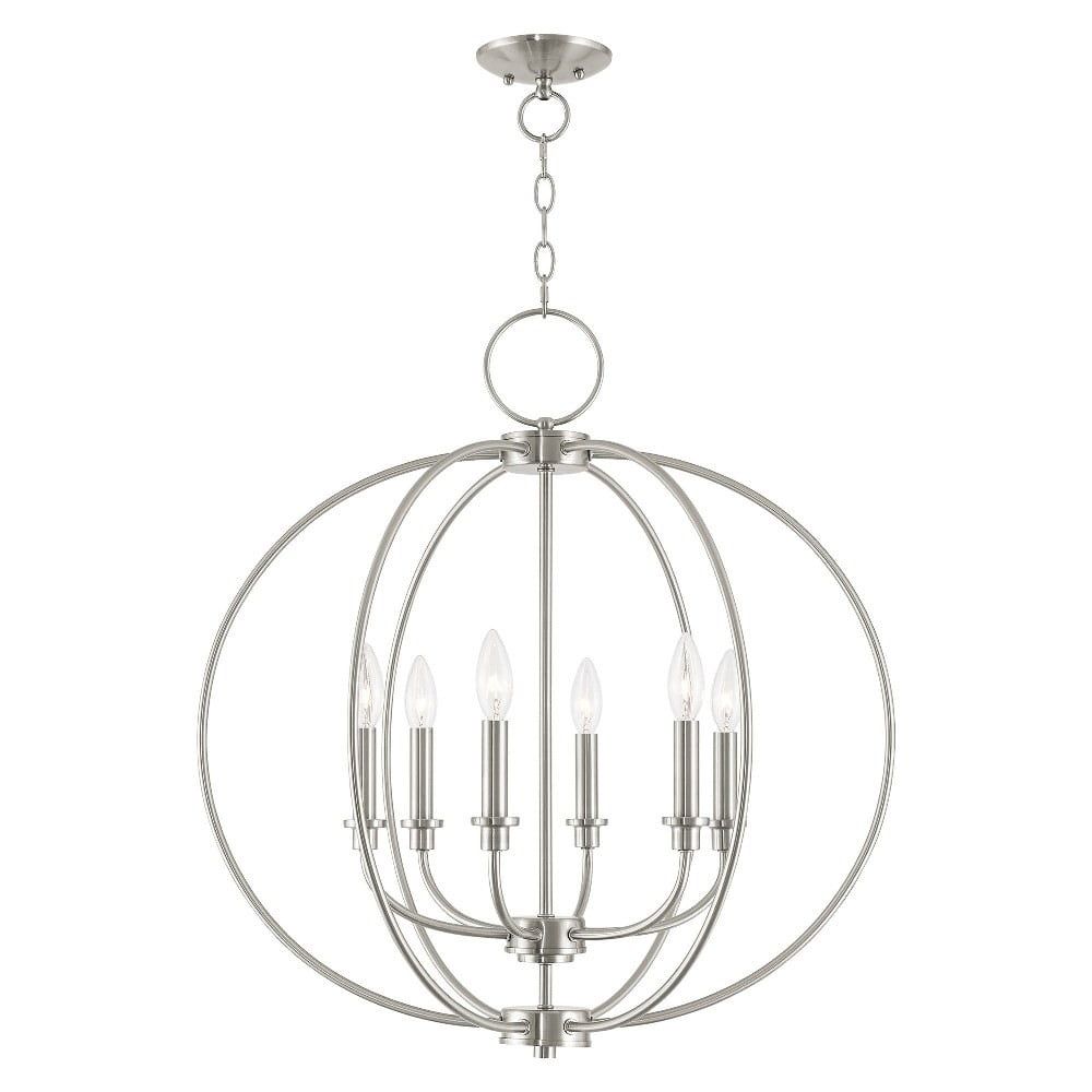 Rustic Brushed Nickel Round Chandelier with Faux Candles