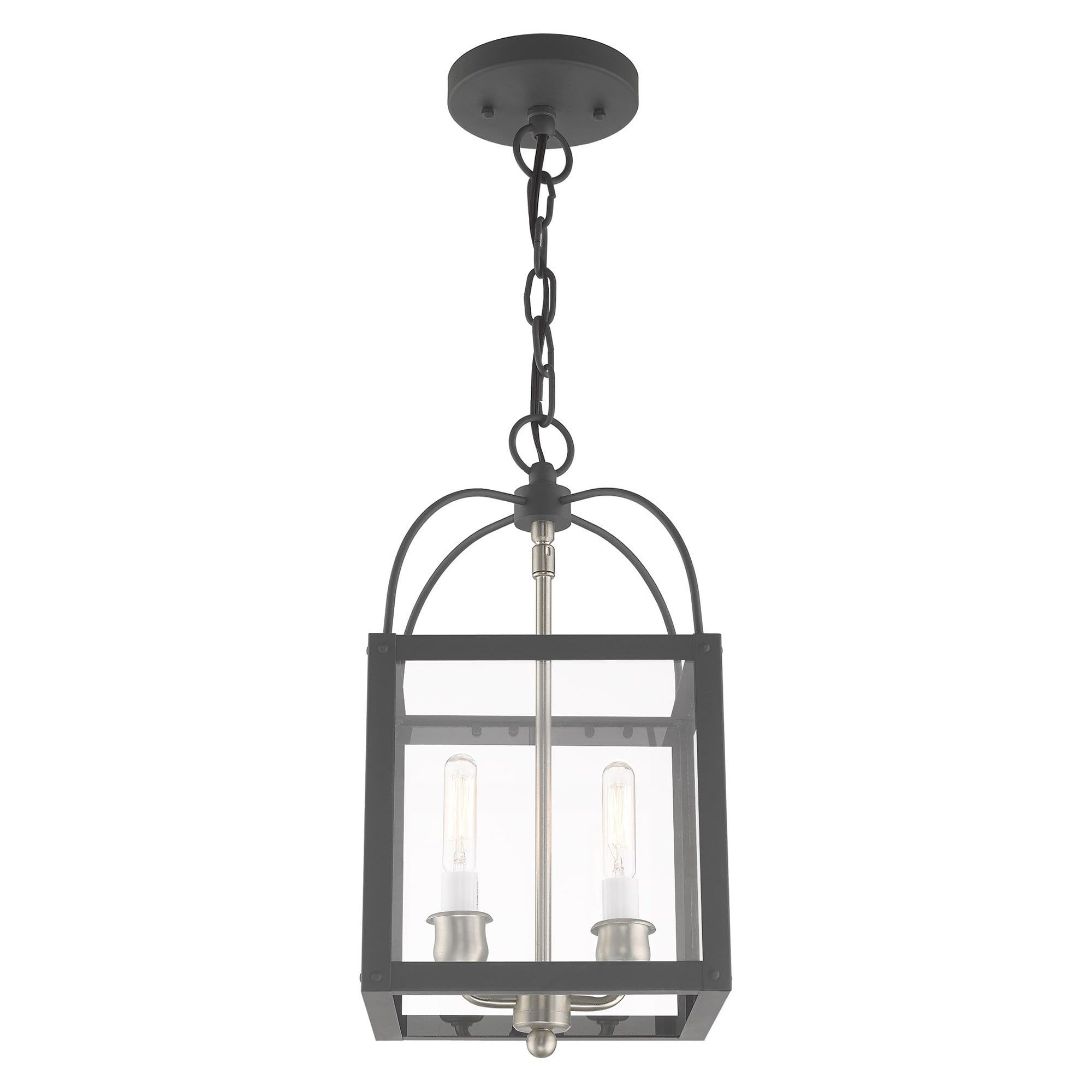 Scandinavian Gray Brass and Glass 2-Light Mini Pendant