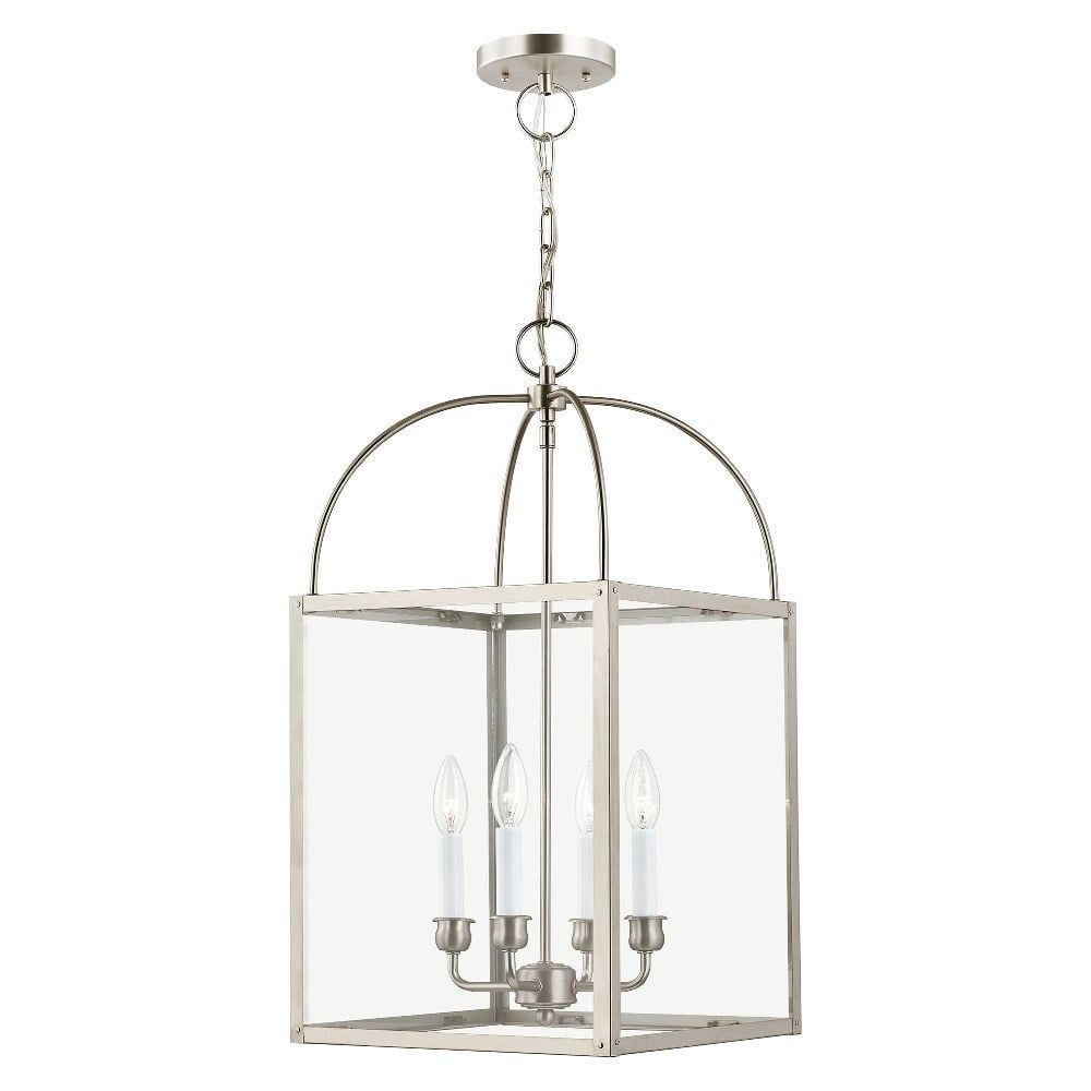 Elegant Milford Brushed Nickel 4-Light Pendant with Clear Glass