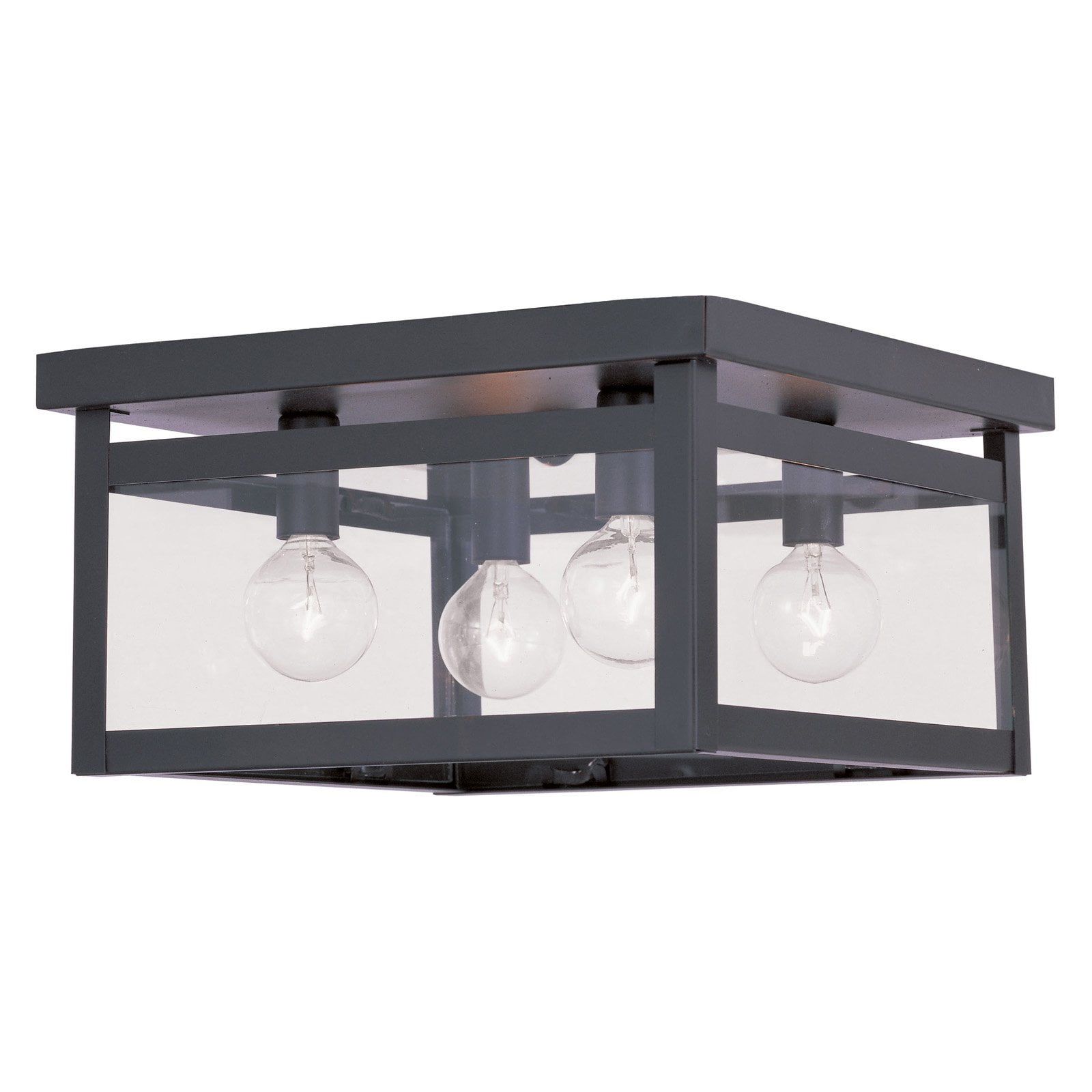 Milford Bronze and Glass 4-Light Ceiling Mount