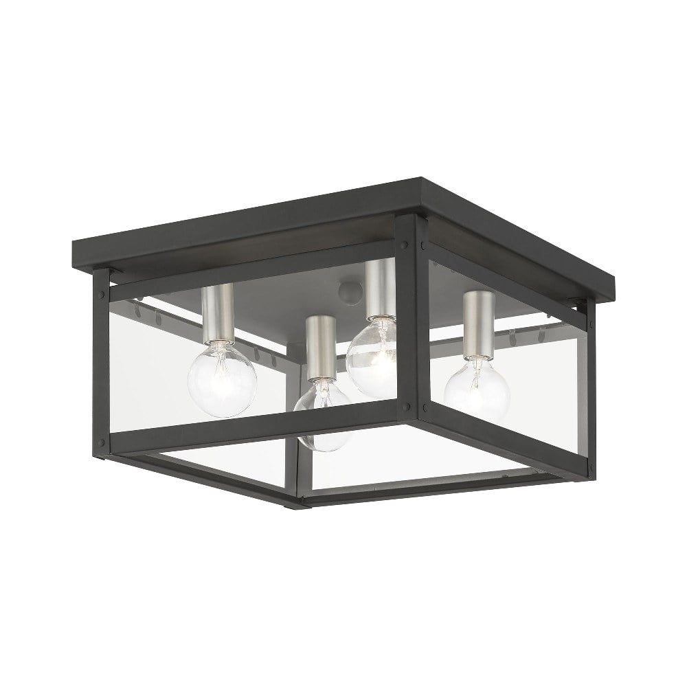 Milford Square 4-Light LED Flush Mount in Black and Brushed Nickel