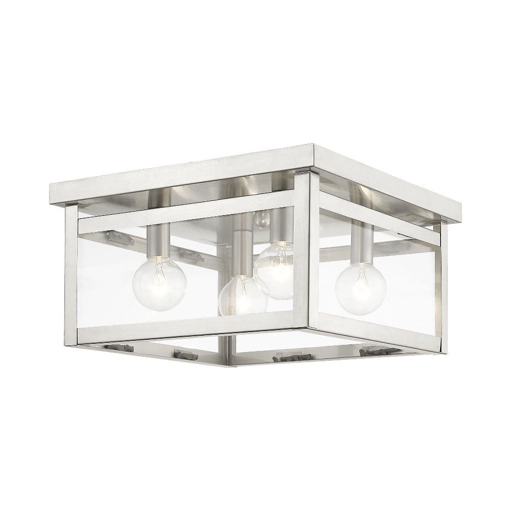 Elegant Milford Brushed Nickel 4-Light LED Flush Mount with Clear Glass