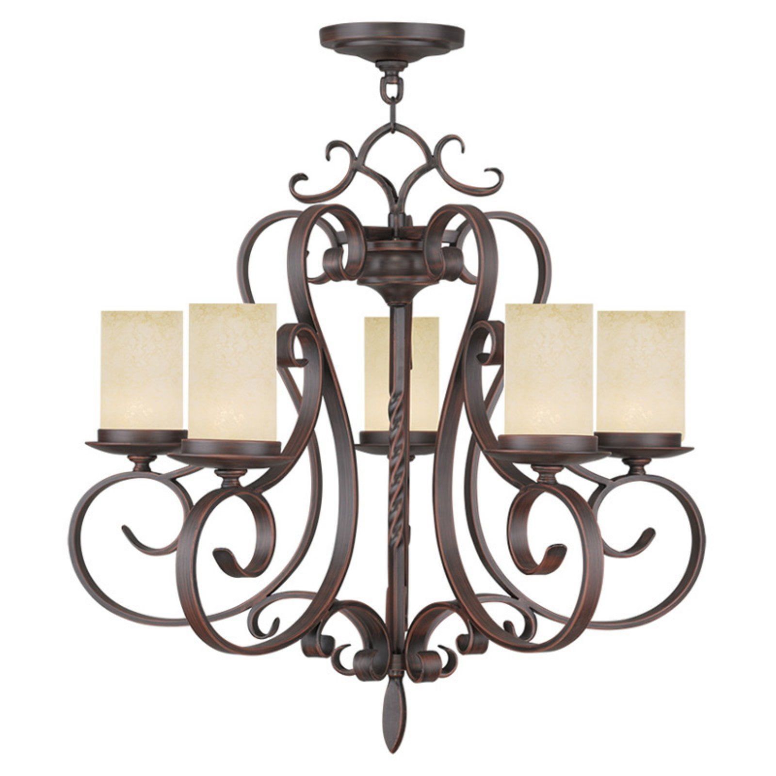 Imperial Bronze 5-Light Chandelier with Vintage Scavo Glass