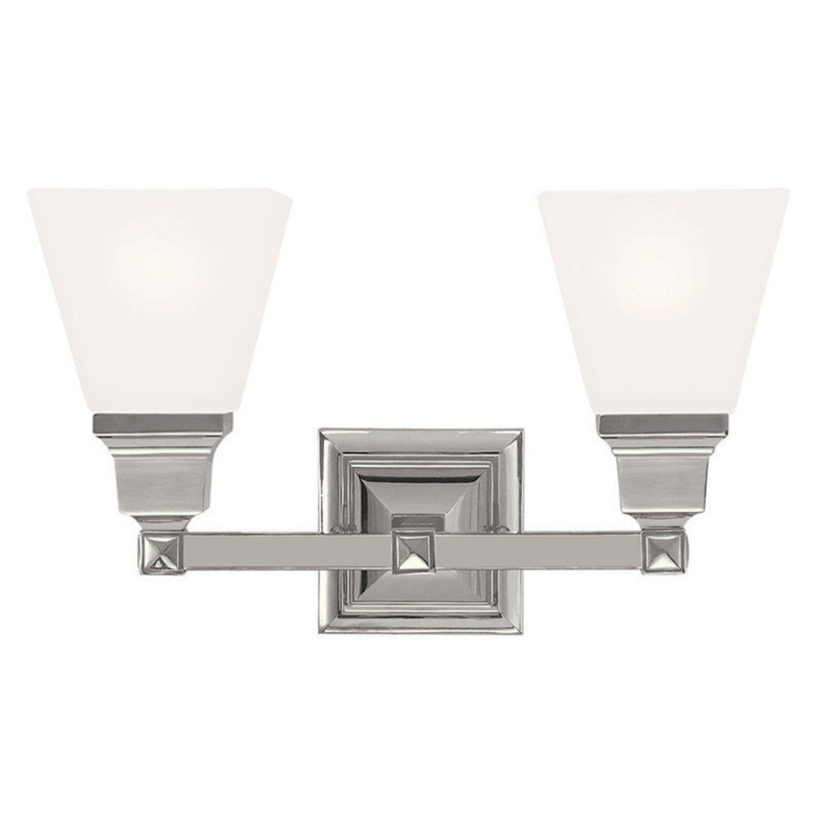 Elegant Polished Nickel 2-Light Bath Vanity with Satin Glass