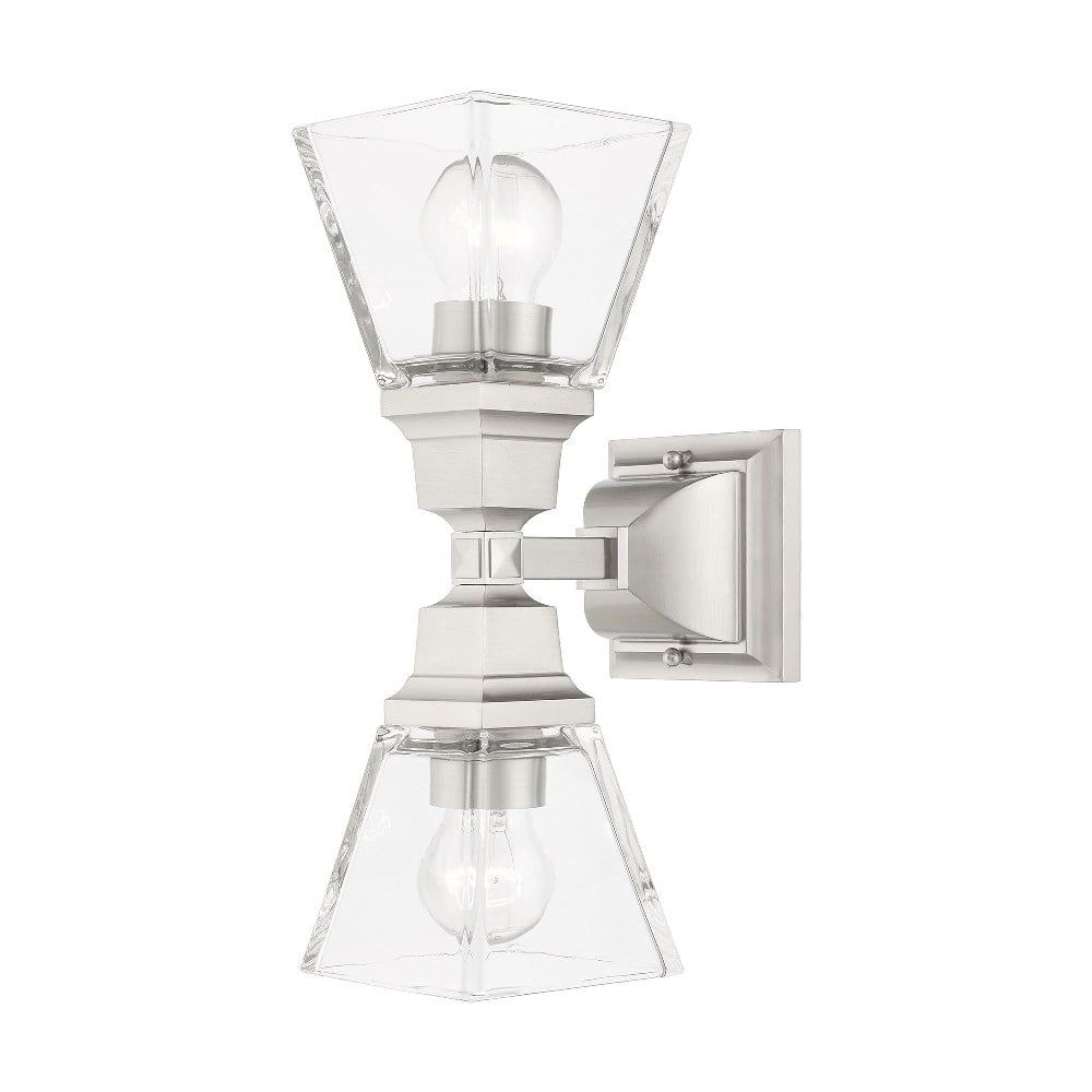 Elevated Classic Brushed Nickel 2-Light Vanity Sconce with Clear Glass