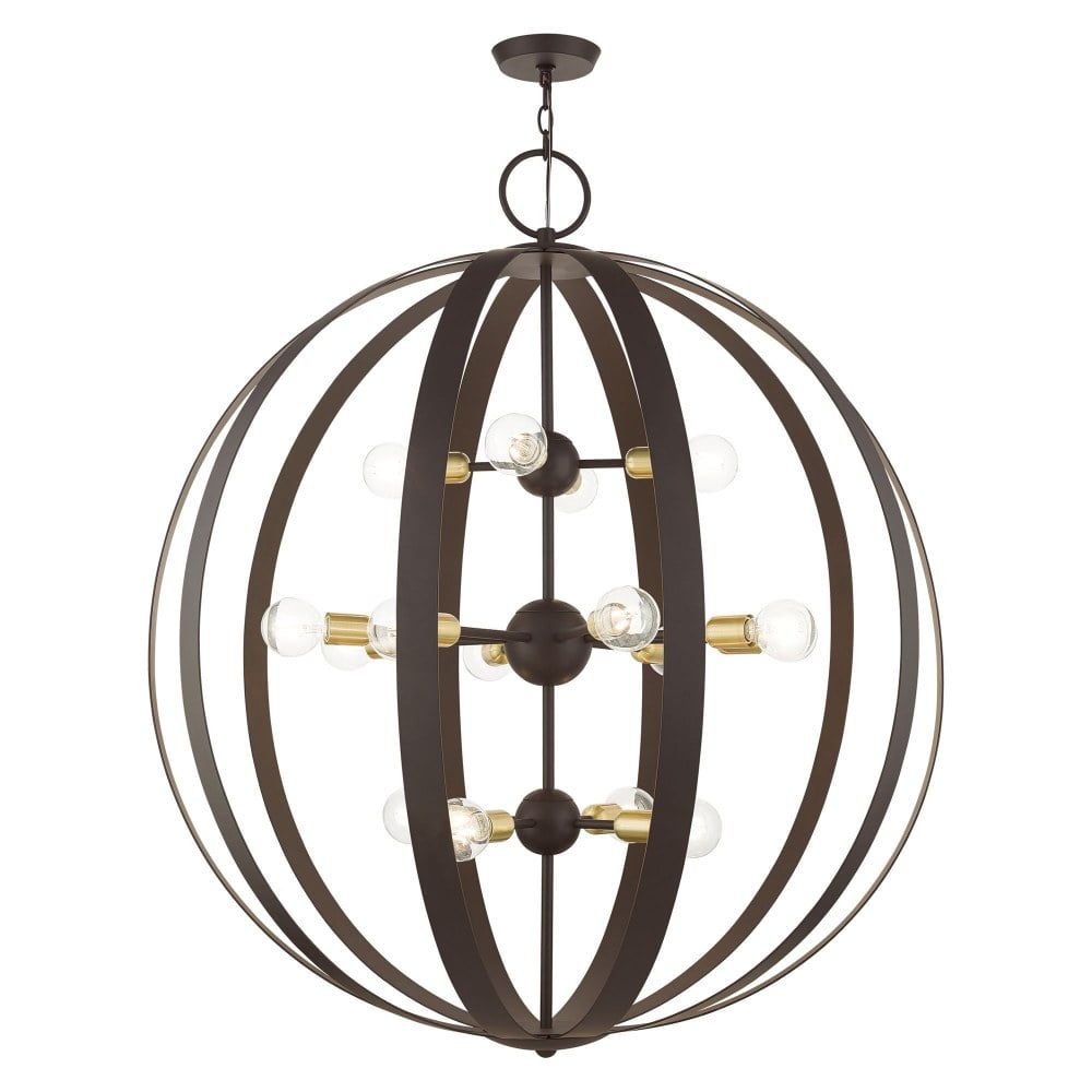 Modesto 42" Bronze Globe Chandelier with 16 Lights