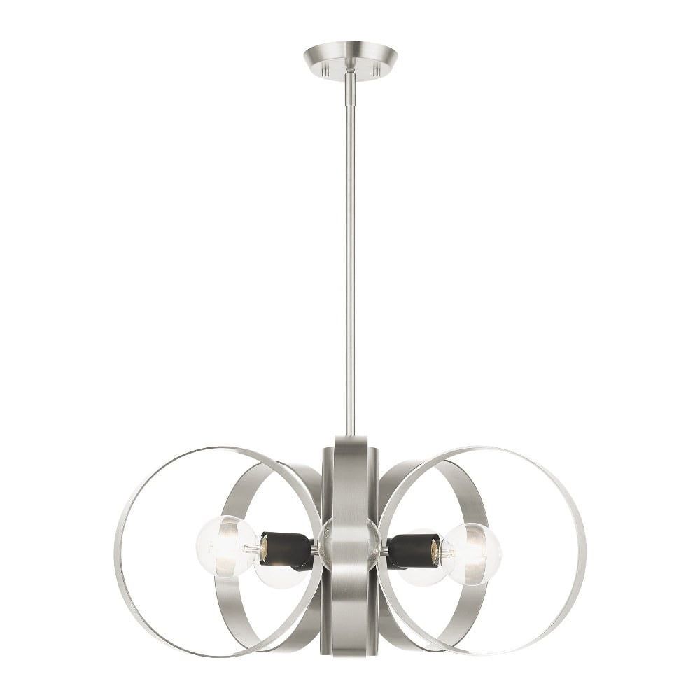 Modesto Mid-Century Modern 6-Light Chandelier in Brushed Nickel