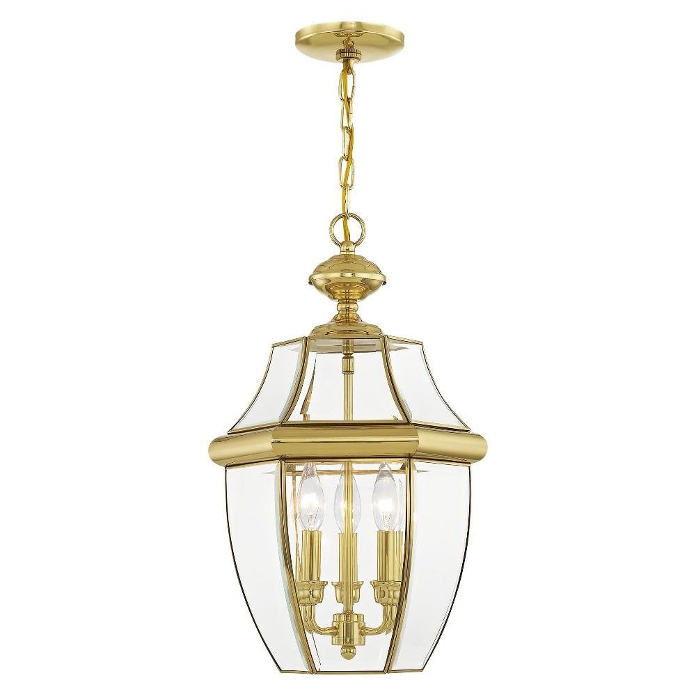 Monterey 21" Polished Brass and Clear Glass Outdoor Pendant Light