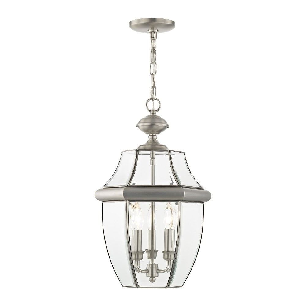 Monterey Brushed Nickel 3-Light Outdoor Pendant Lantern