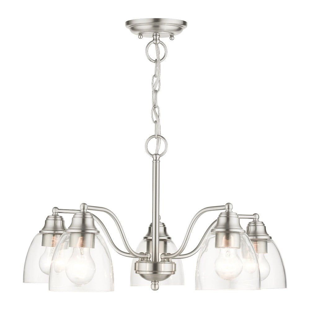 Montgomery Brushed Nickel 5-Light Chandelier with Hand-Blown Glass